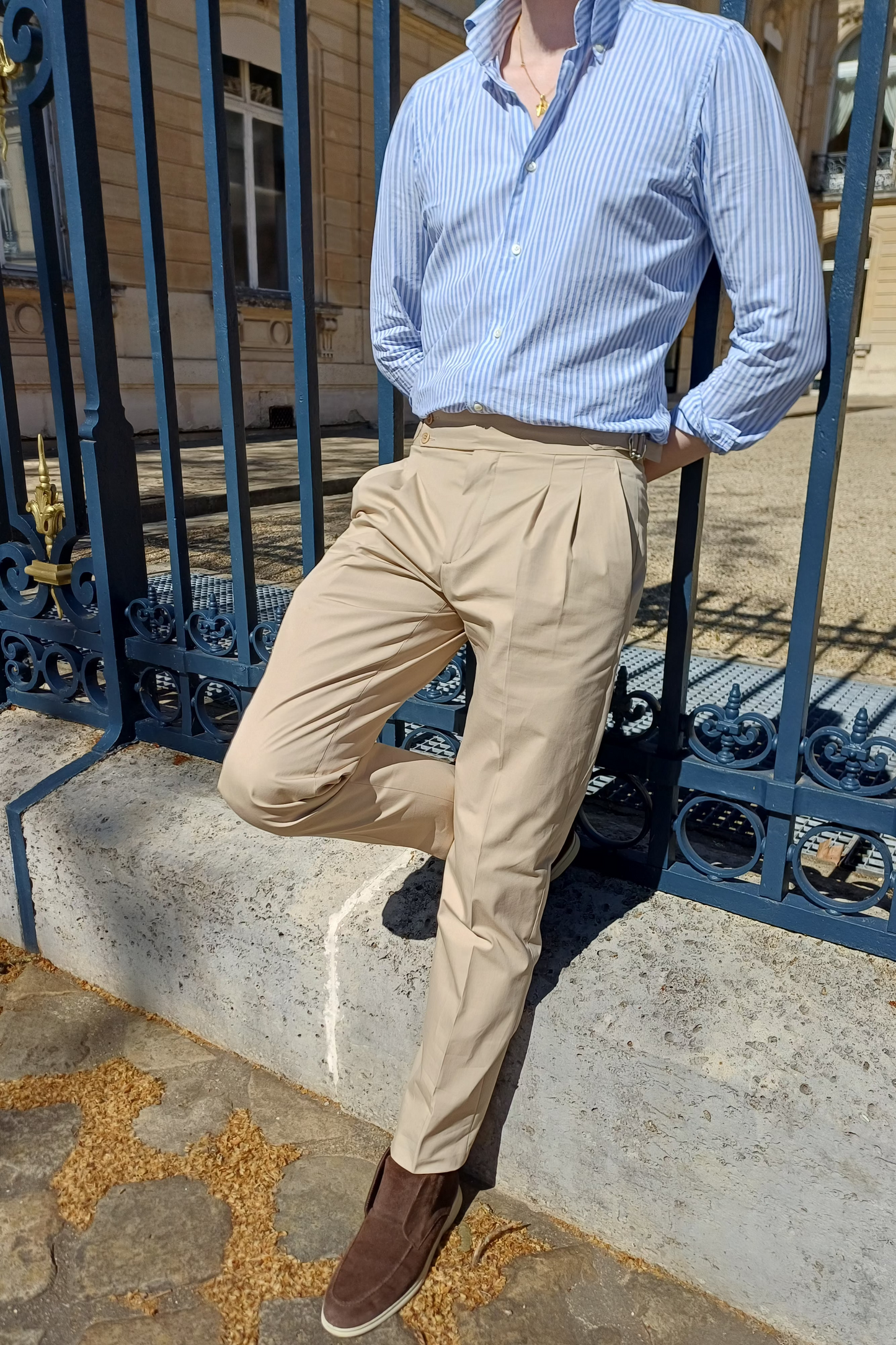 Le New‑York – Pantalon à double pince Sable Atlantique