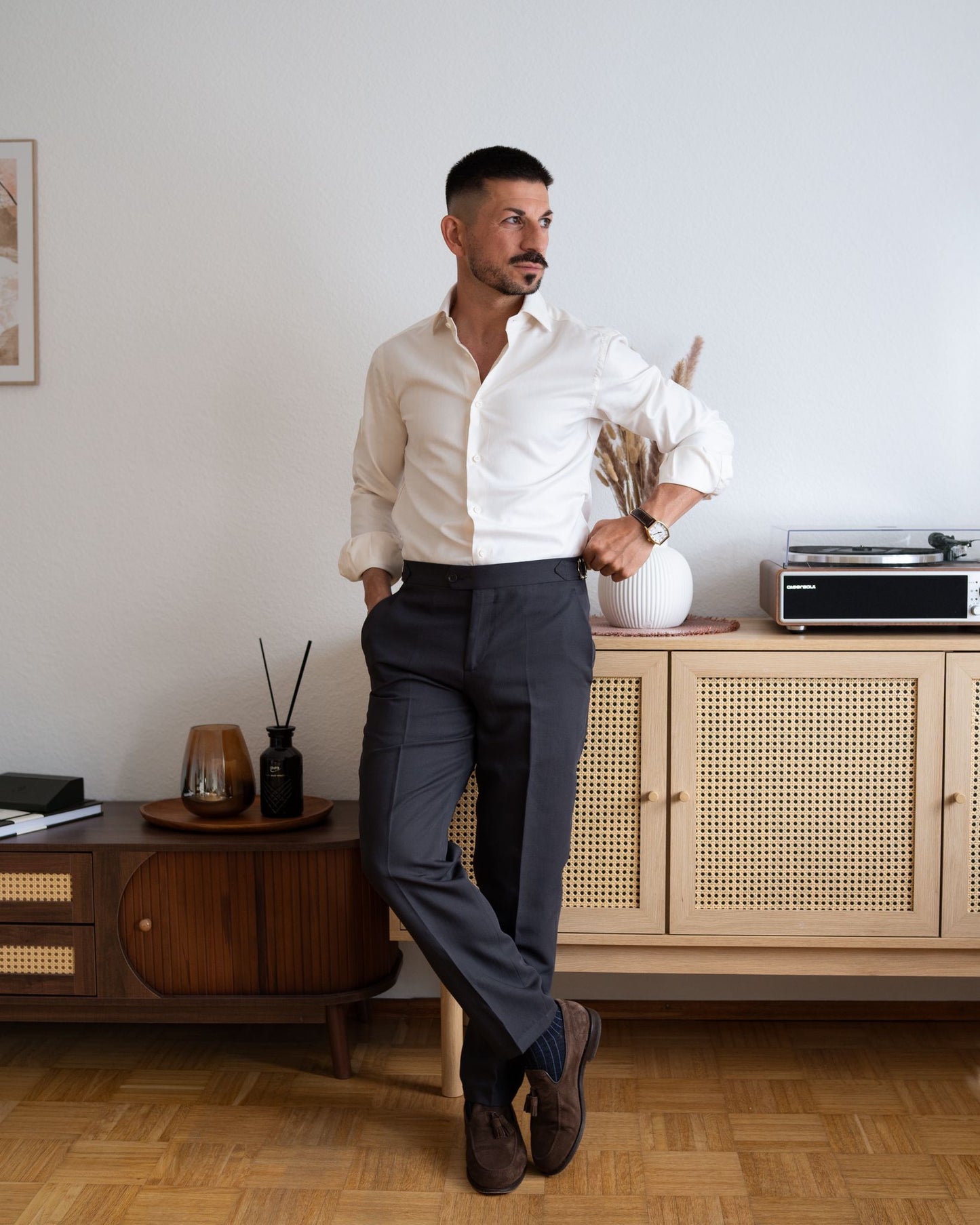 Le Gabardine Nightfall Blue - Pantalon Chino – Fabriqué en Italie
