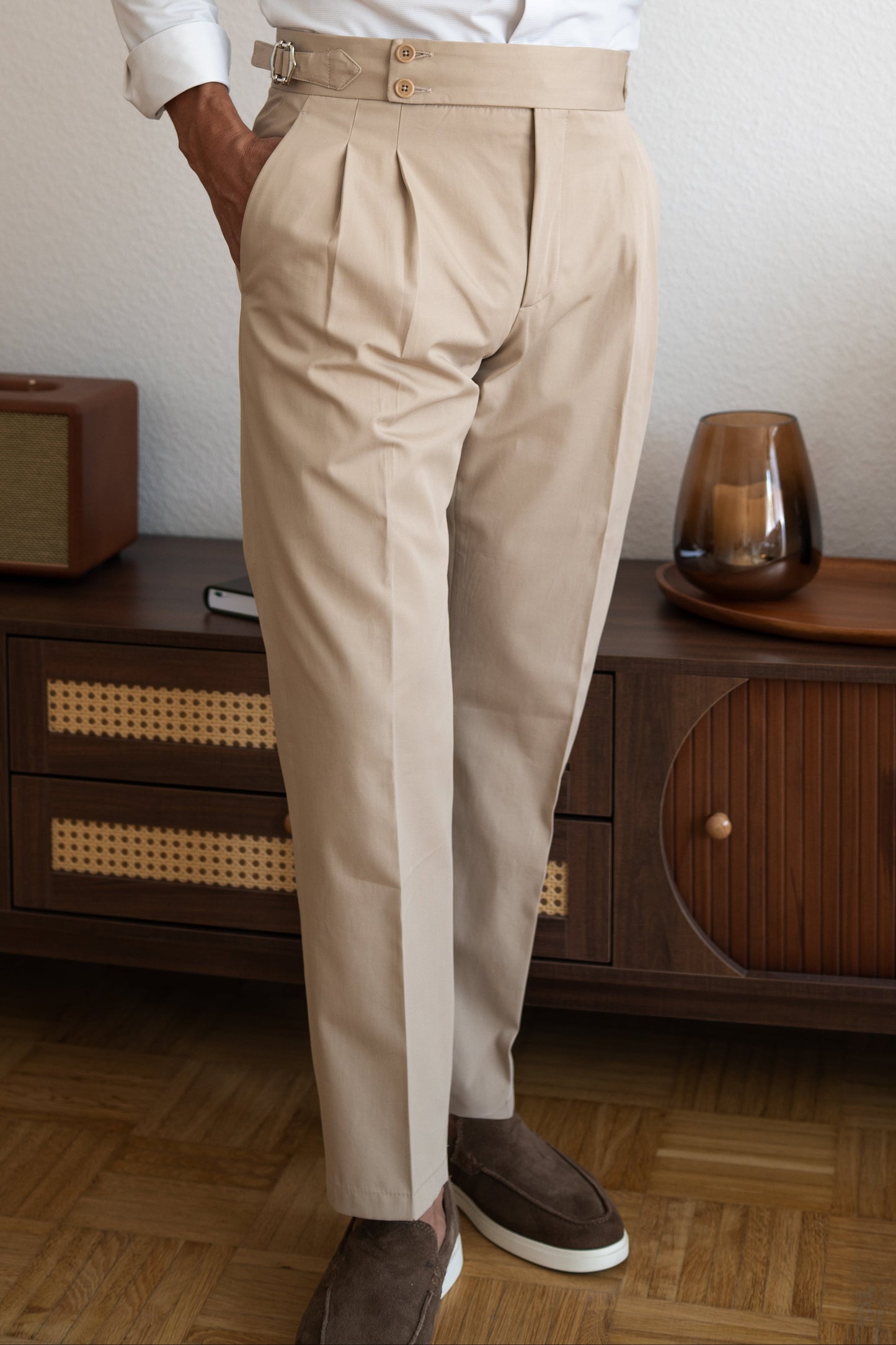 Le New‑York – Pantalon à double pince Sable Atlantique